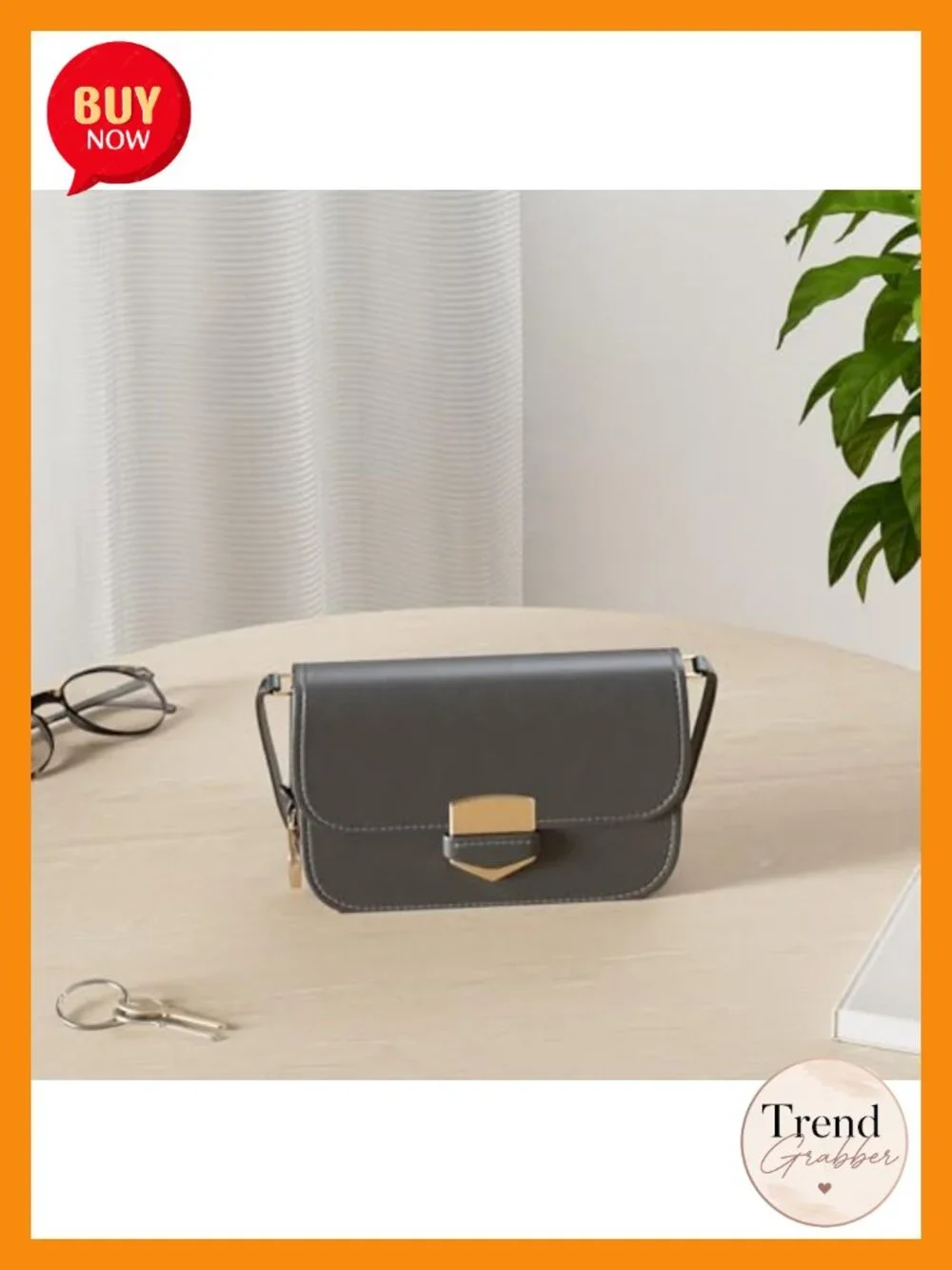 Genuine Leather Flap Crossbody Purse Handbag with Adjustable Strap